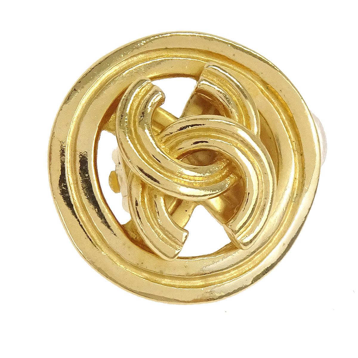 Chanel CC Button Clip-On Earrings Gold 96P