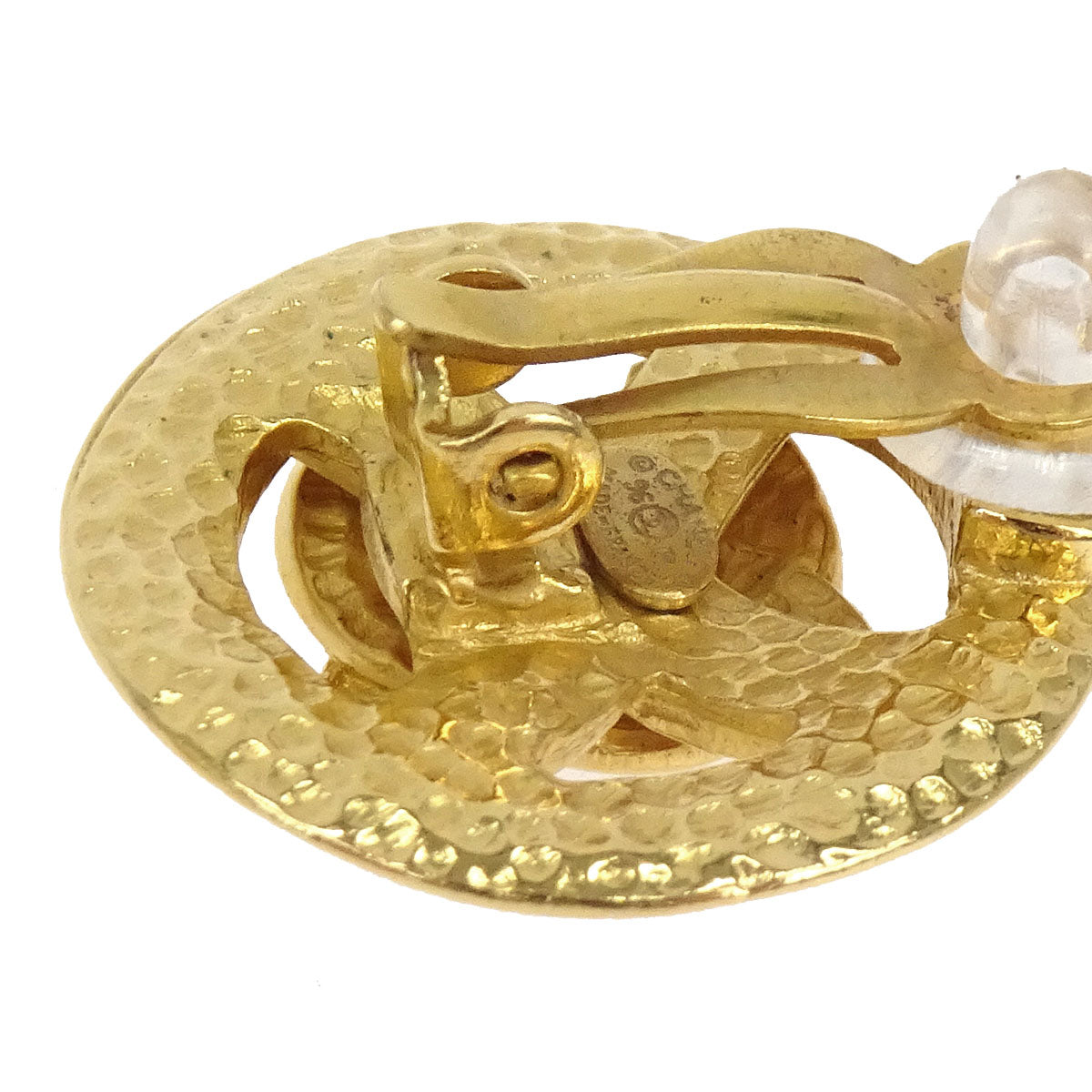 Chanel CC Button Clip-On Earrings Gold 96P