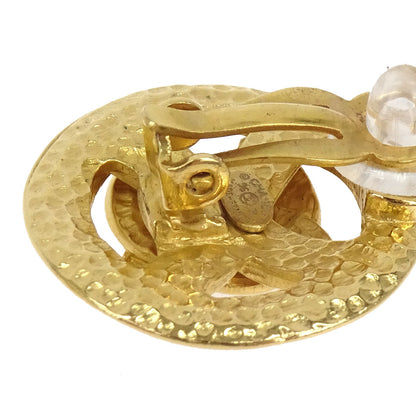Chanel CC Button Clip-On Earrings Gold 96P