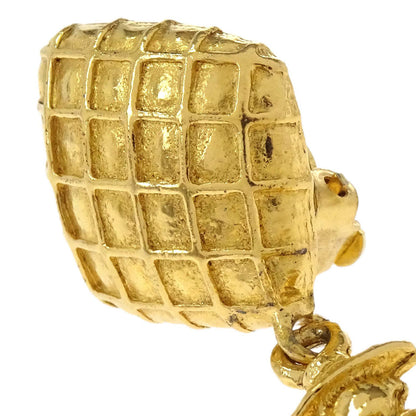 Chanel Rhombus Mademoiselle Dangle Clip-On Earrings Gold