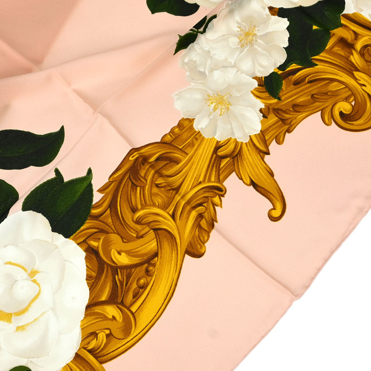 Chanel Pink White Camellia Scarf Small Good