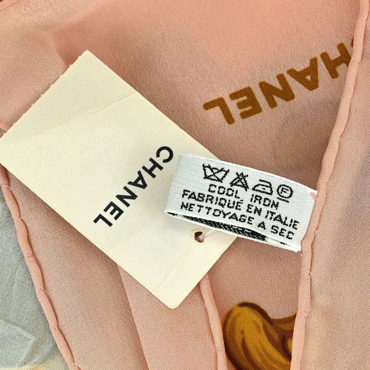 Chanel Pink White Camellia Scarf Small Good