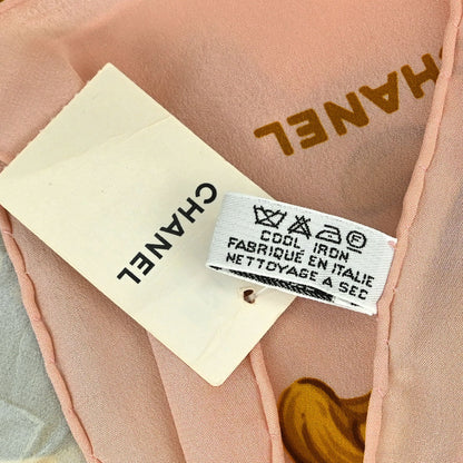 Chanel Pink White Camellia Scarf Small Good