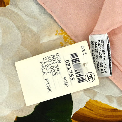 Chanel Pink White Camellia Scarf Small Good