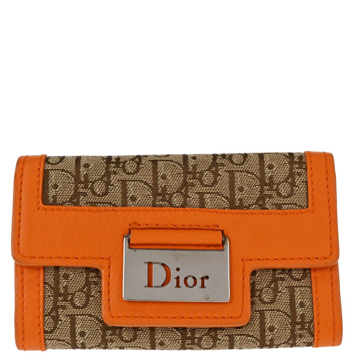 Christian Dior Key Case Beige Orange Trotter Small Good