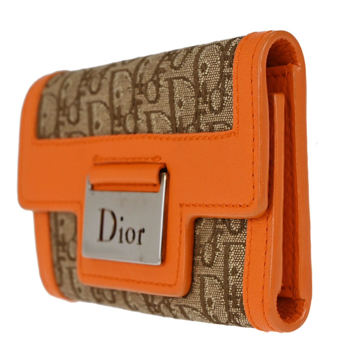 Christian Dior Key Case Beige Orange Trotter Small Good