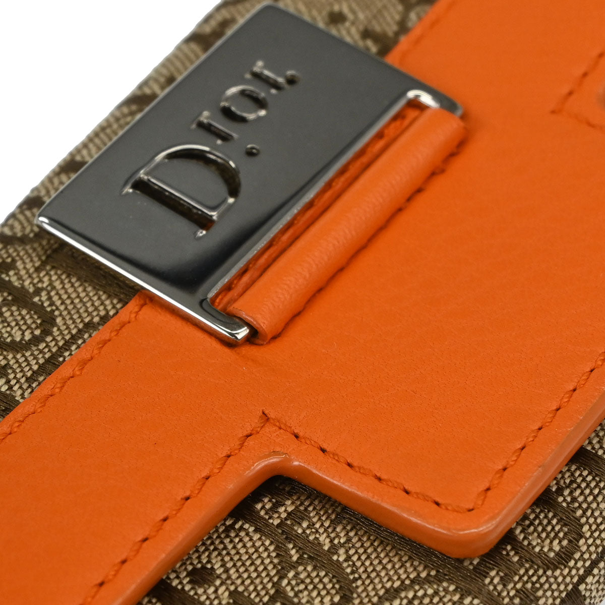 Christian Dior Key Case Beige Orange Trotter Small Good