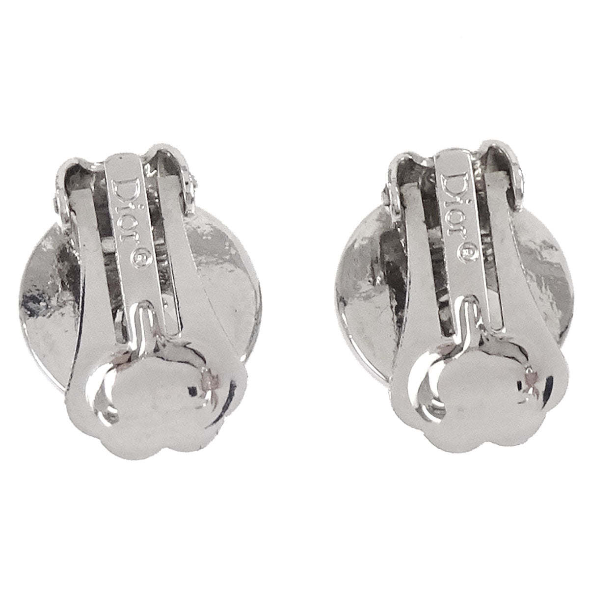 Christian Dior Button Clip-On Earrings Silver