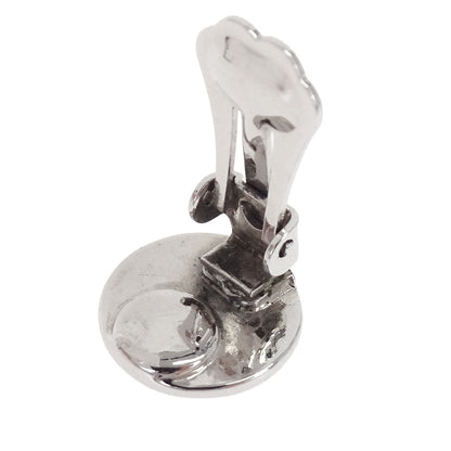 Christian Dior Button Clip-On Earrings Silver