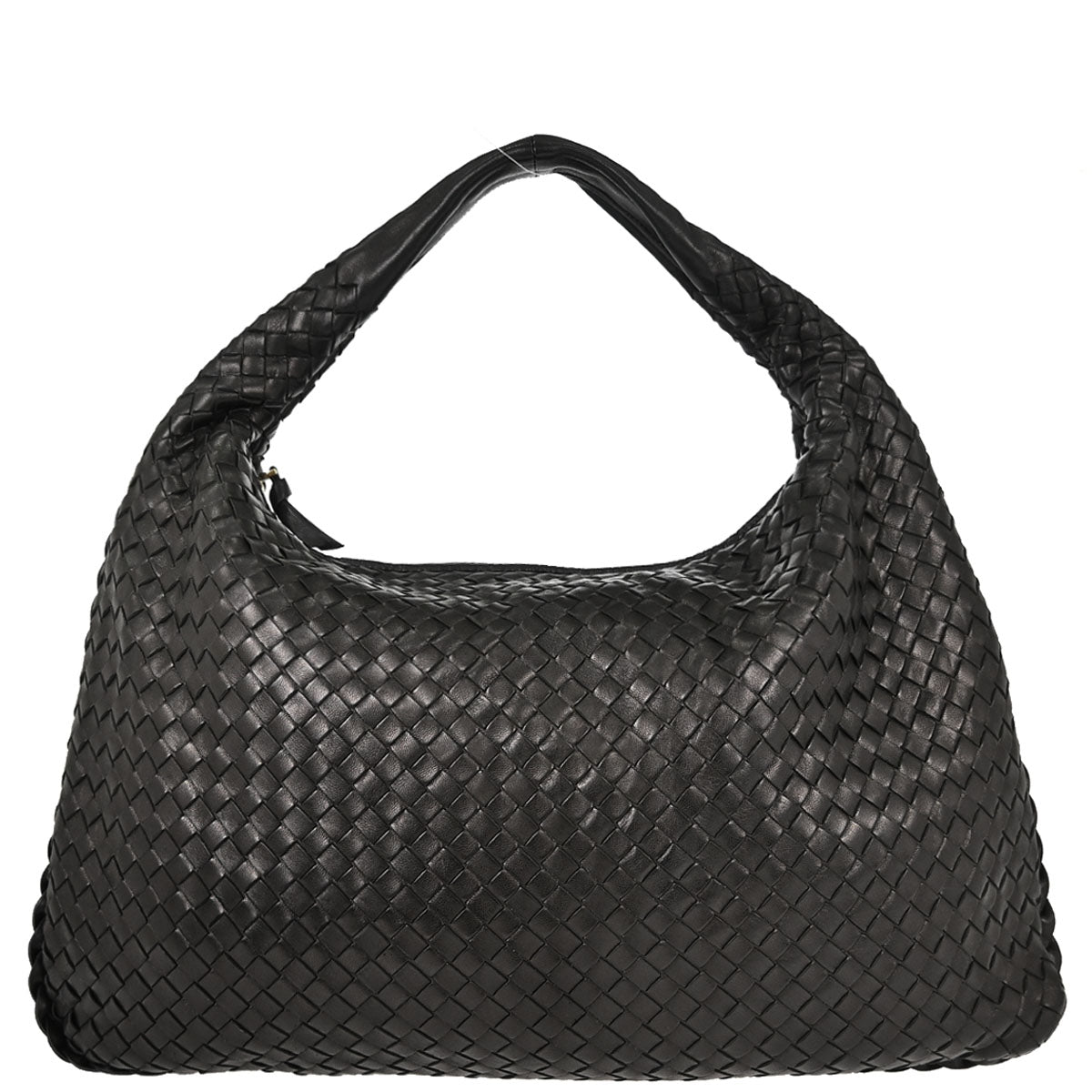 Bottega Veneta Black Lambskin Intrecciato Hobo Handbag
