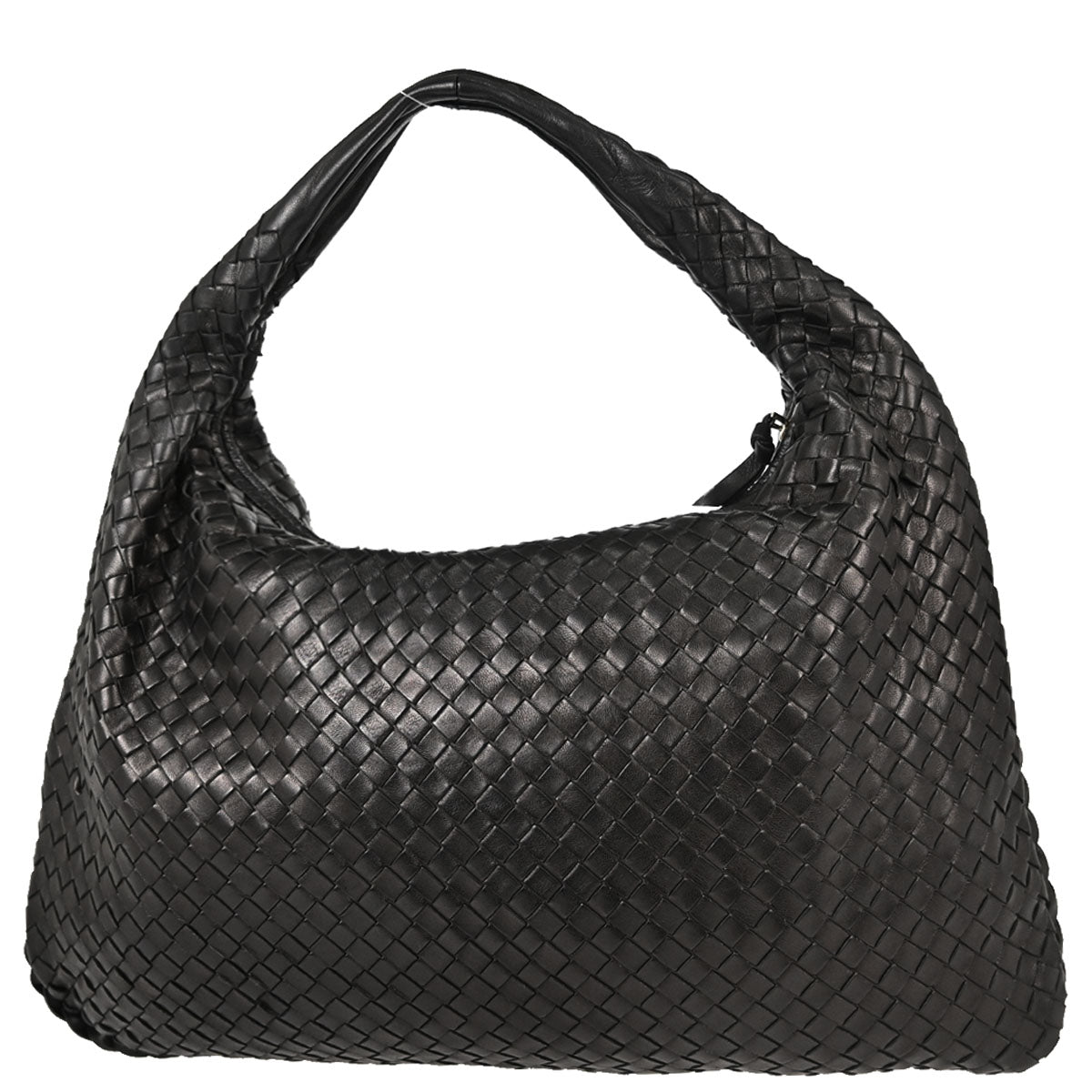 Bottega Veneta Black Lambskin Intrecciato Hobo Handbag
