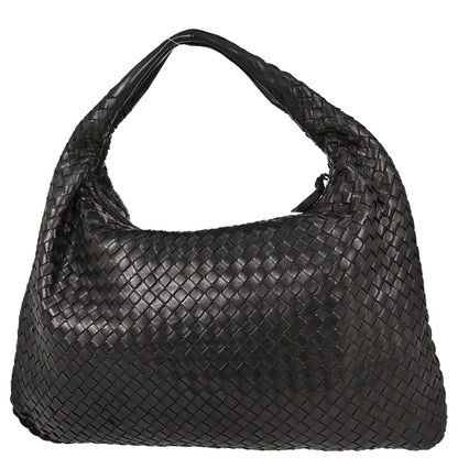Bottega Veneta Black Lambskin Intrecciato Hobo Handbag