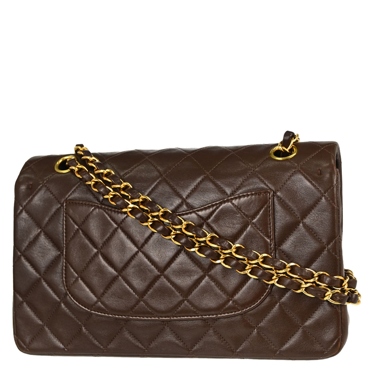 Chanel 1997-1999 Brown Lambskin Medium Classic Double Flap Shoulder Bag