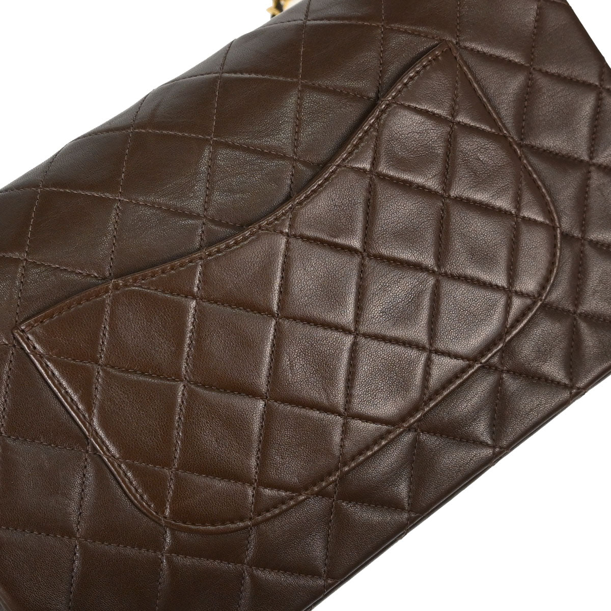 Chanel 1997-1999 Brown Lambskin Medium Classic Double Flap Shoulder Bag