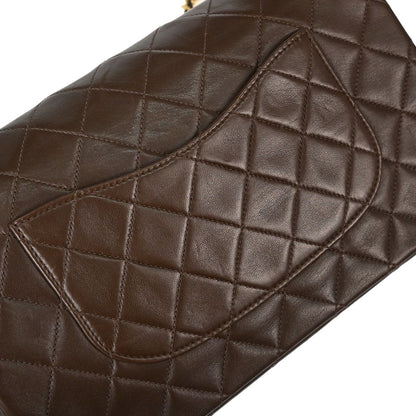 Chanel 1997-1999 Brown Lambskin Medium Classic Double Flap Shoulder Bag