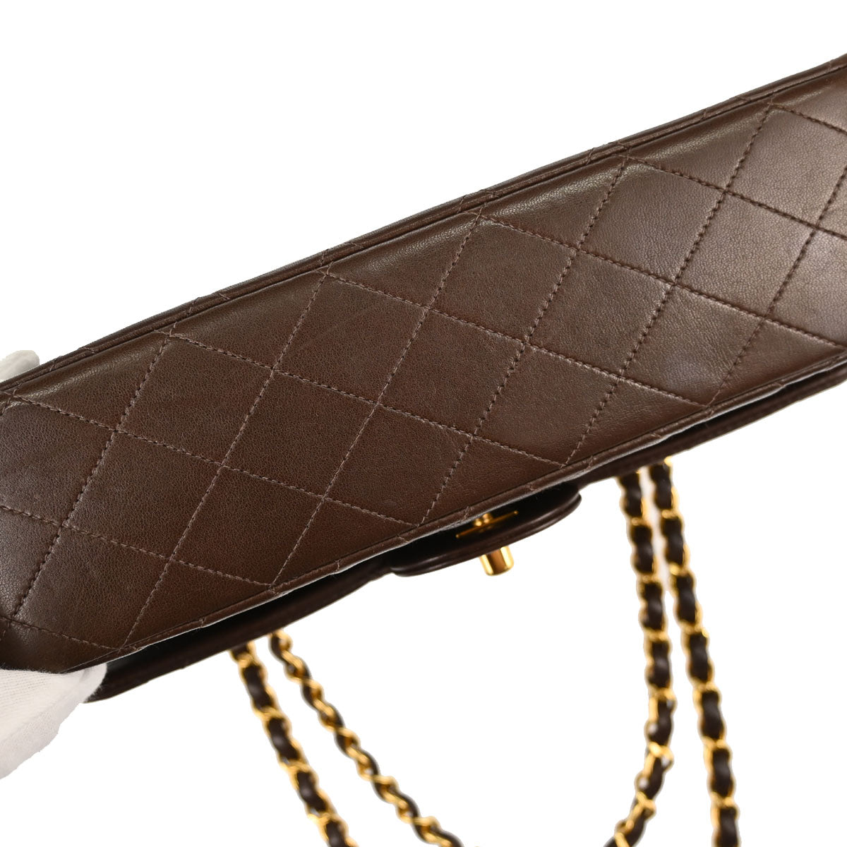 Chanel 1997-1999 Brown Lambskin Medium Classic Double Flap Shoulder Bag
