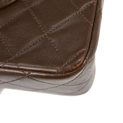 Chanel 1997-1999 Brown Lambskin Medium Classic Double Flap Shoulder Bag