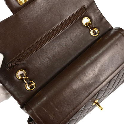 Chanel 1997-1999 Brown Lambskin Medium Classic Double Flap Shoulder Bag