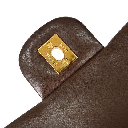 Chanel 1997-1999 Brown Lambskin Medium Classic Double Flap Shoulder Bag