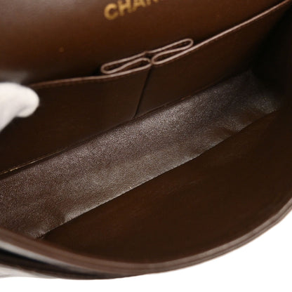 Chanel 1997-1999 Brown Lambskin Medium Classic Double Flap Shoulder Bag