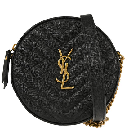 Saint Laurent Black Vinyle Round Camera Bag Shoulder Bag