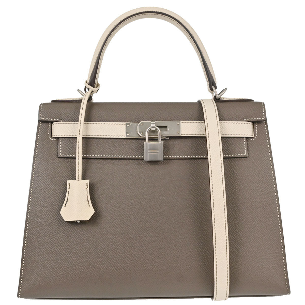 Hermes Gris Asphalt Epsom Kelly 28 Sellier 2way Shoulder Handbag