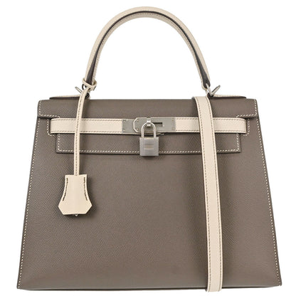 Hermes Gris Asphalt Epsom Kelly 28 Sellier 2way Shoulder Handbag