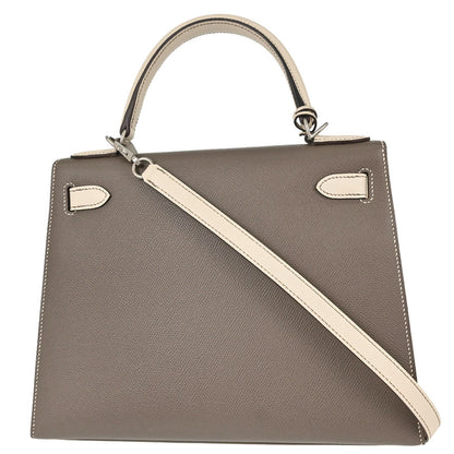 Hermes Gris Asphalt Epsom Kelly 28 Sellier 2way Shoulder Handbag