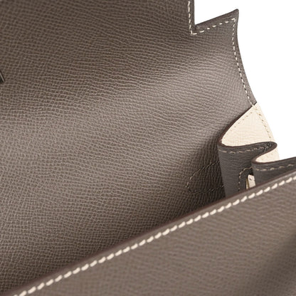 Hermes Gris Asphalt Epsom Kelly 28 Sellier 2way Shoulder Handbag