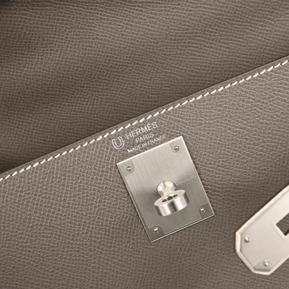 Hermes Gris Asphalt Epsom Kelly 28 Sellier 2way Shoulder Handbag