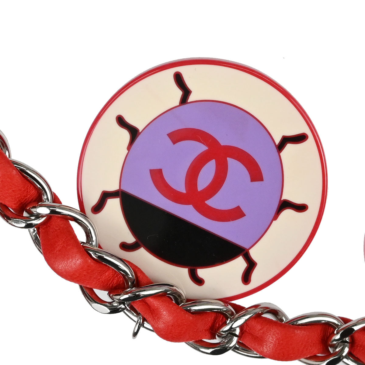 Chanel 2003-2004 Red Lambskin Medium Ladybug Single Flap Shoulder Bag