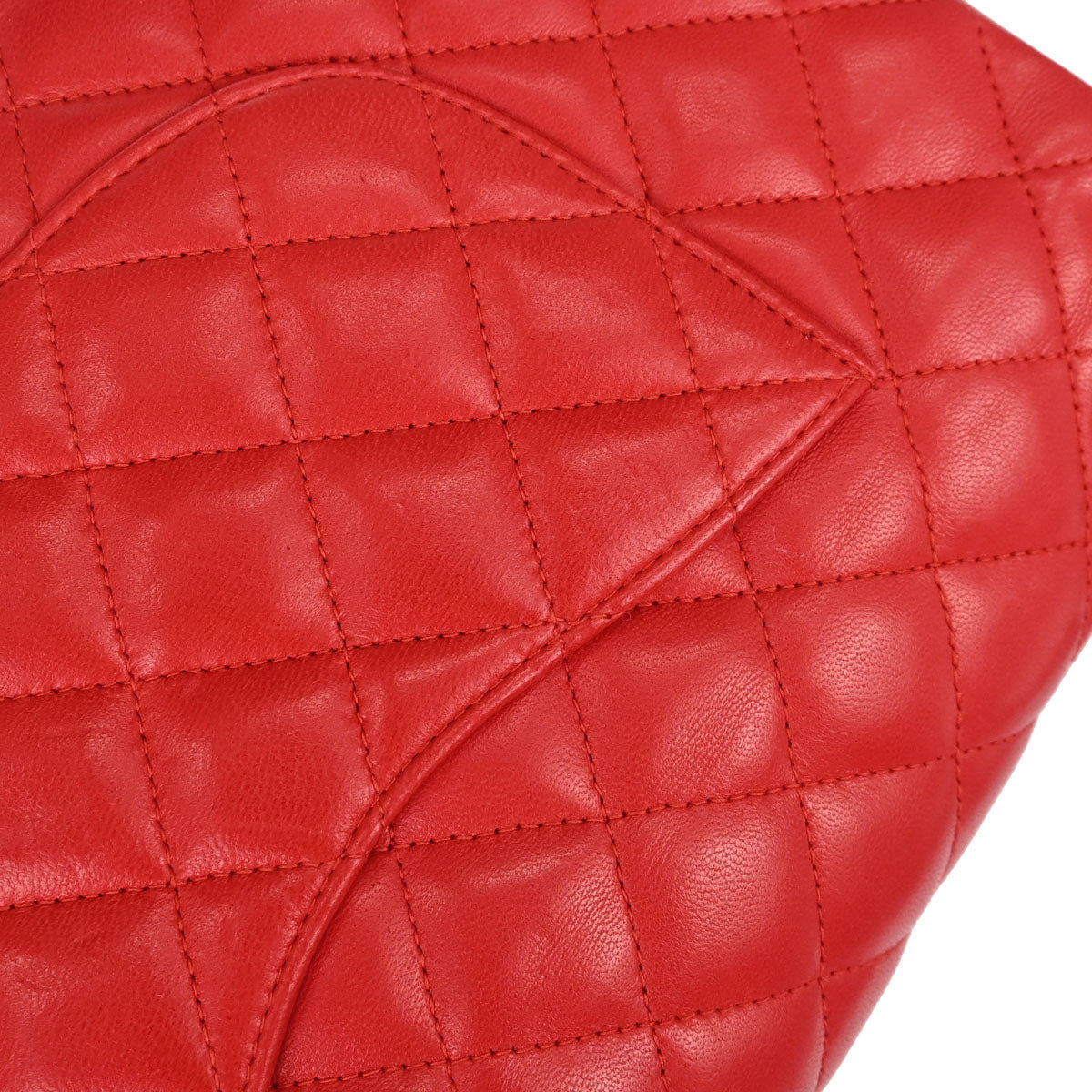 Chanel 2003-2004 Red Lambskin Medium Ladybug Single Flap Shoulder Bag