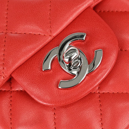 Chanel 2003-2004 Red Lambskin Medium Ladybug Single Flap Shoulder Bag