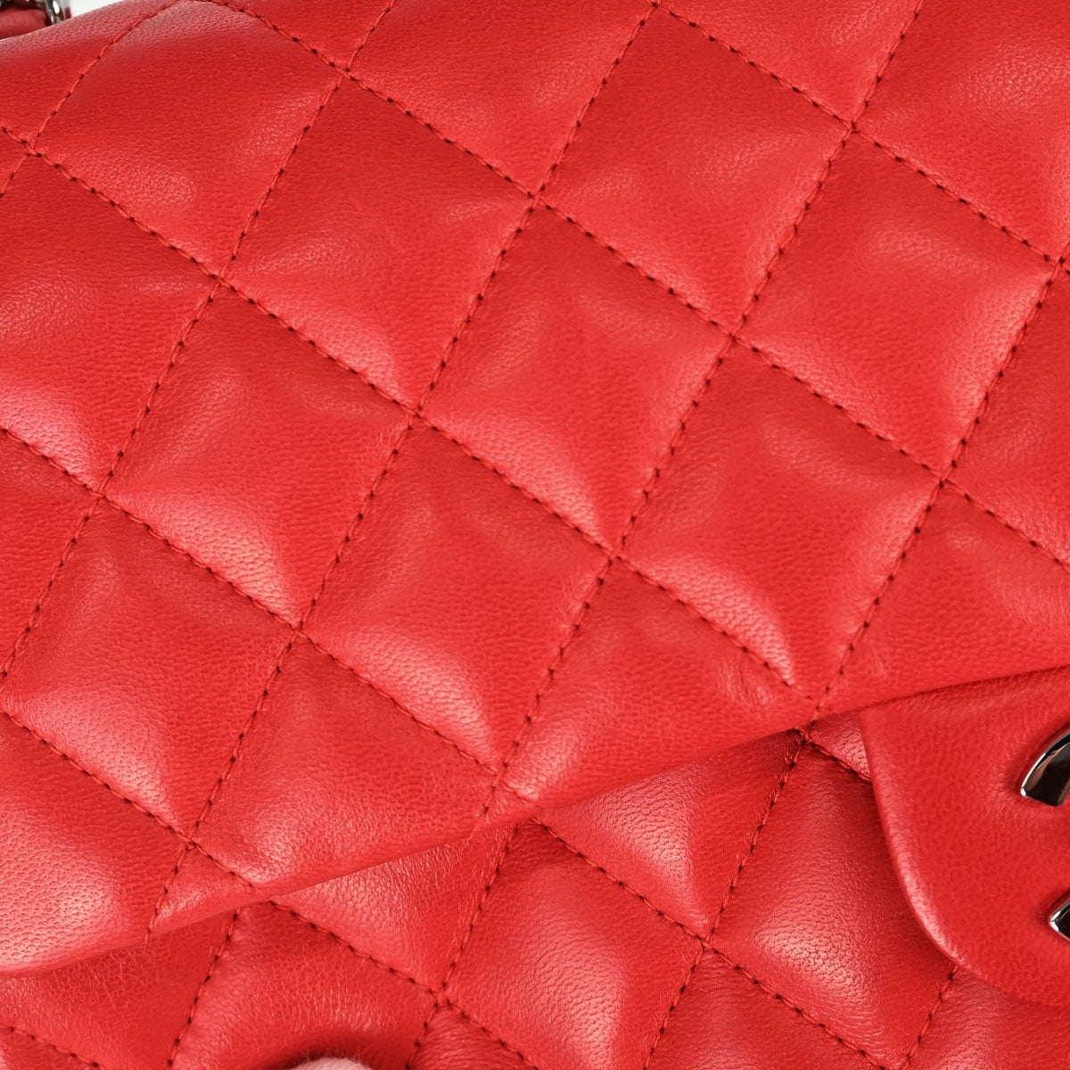 Chanel 2003-2004 Red Lambskin Medium Ladybug Single Flap Shoulder Bag