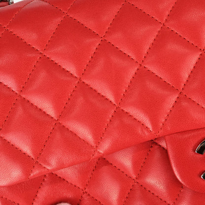 Chanel 2003-2004 Red Lambskin Medium Ladybug Single Flap Shoulder Bag