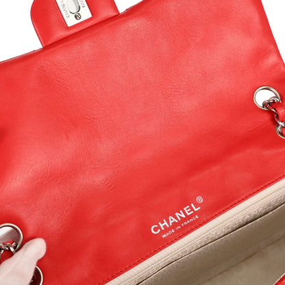 Chanel 2003-2004 Red Lambskin Medium Ladybug Single Flap Shoulder Bag