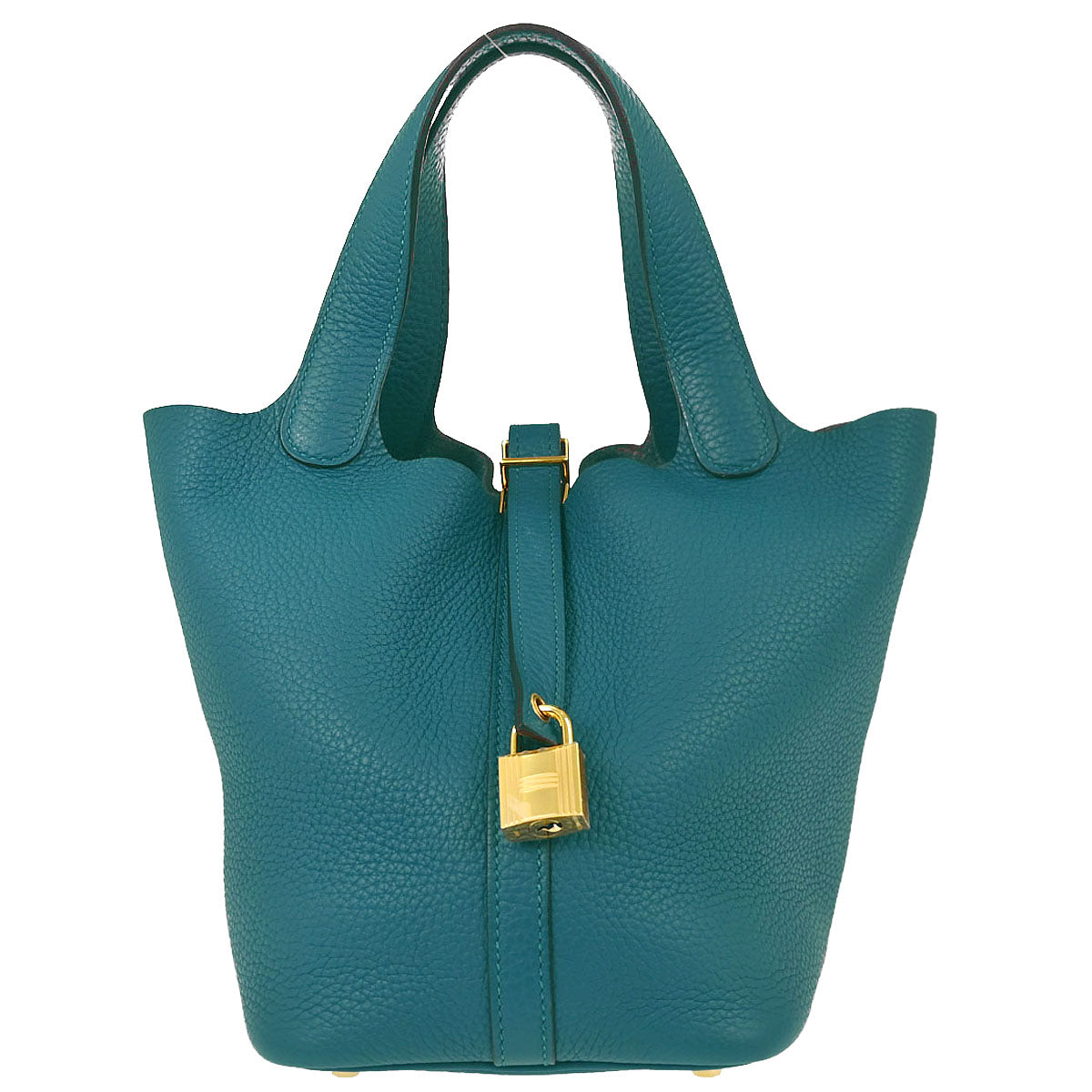 Hermes Vert Bosphore Taurillon Picotin Lock 18 PM Handbag