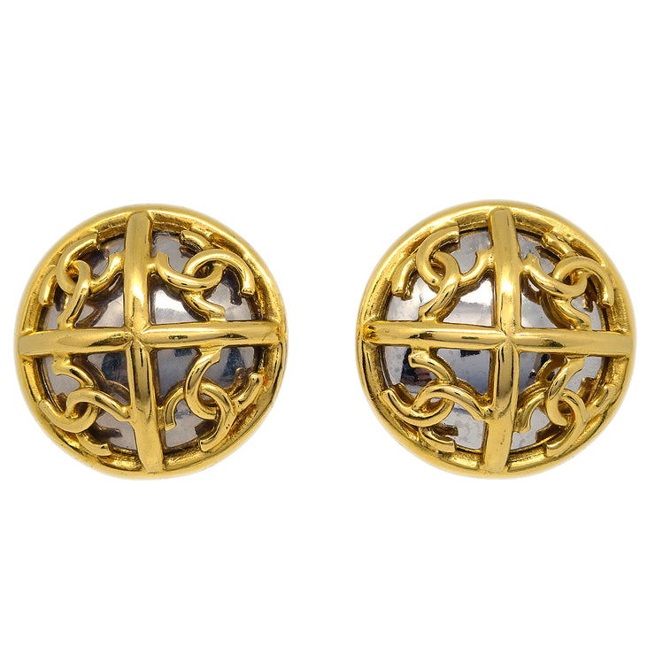 Chanel Button Earrings Gold Clip-On 93P/2939