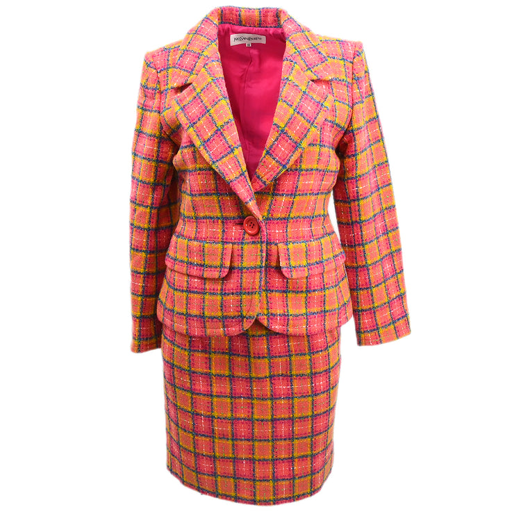 Yves Saint Laurent Setup Suit Jacket Skirt Pink #36