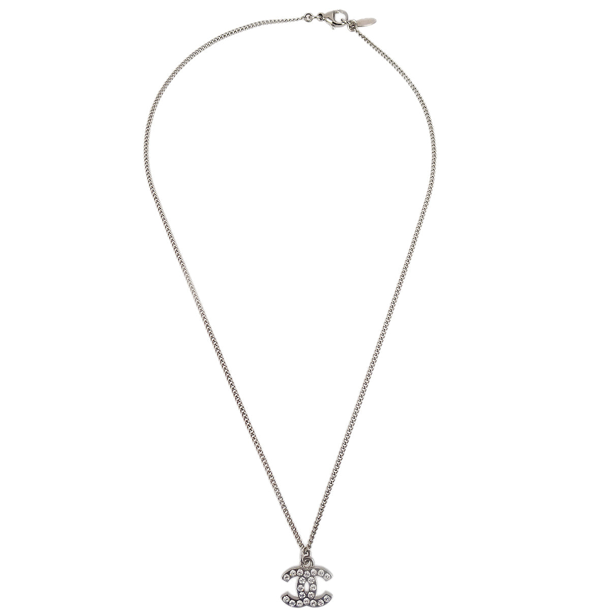 Chanel Crystal & Silver CC Necklace C11V