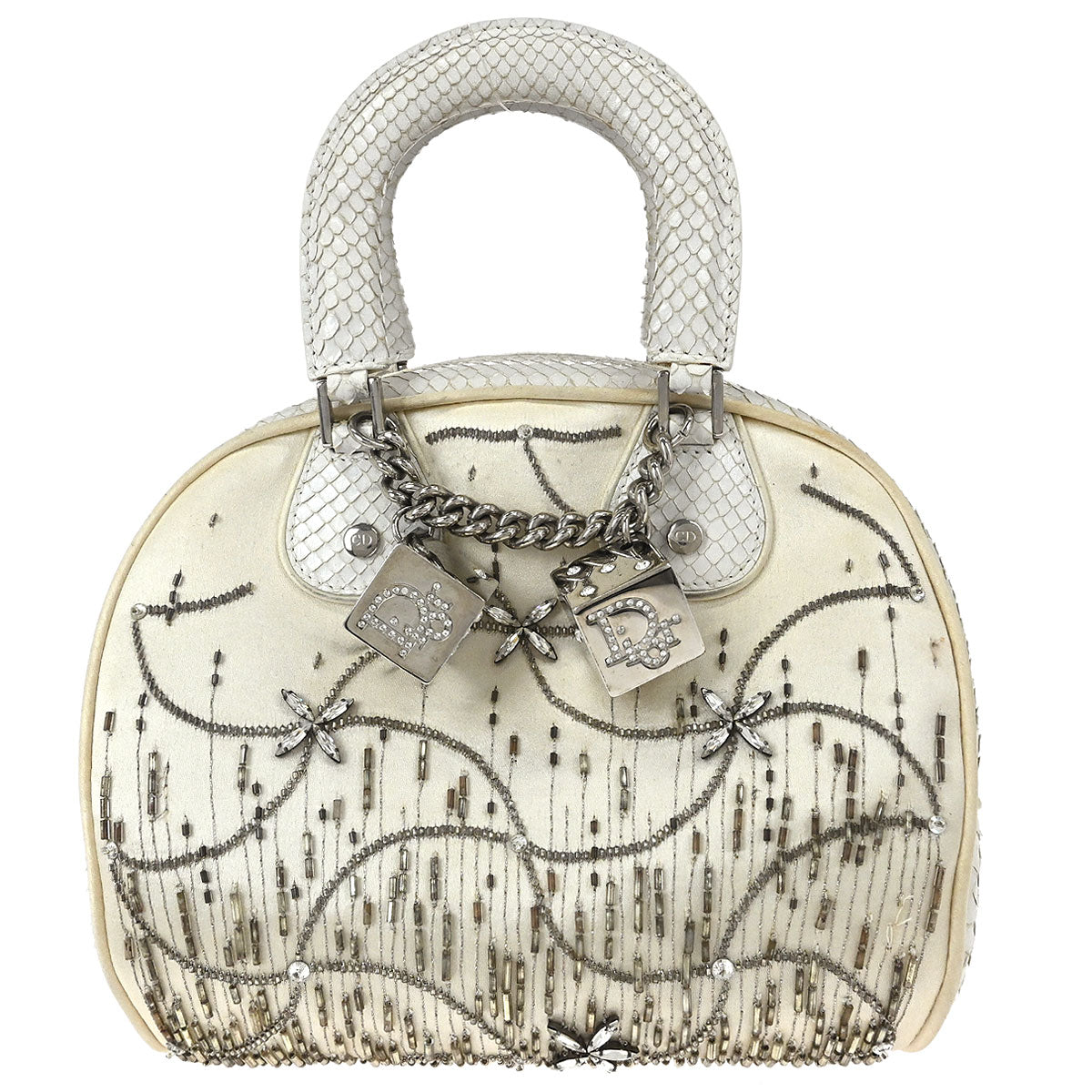 Christian Dior * White Python Gambler Dice Handbag