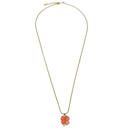 Chanel Clover Gold Chain Pendant Necklace 03P