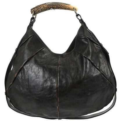 Yves Saint Laurent Dark Brown Leather Large Mombasa Handbag