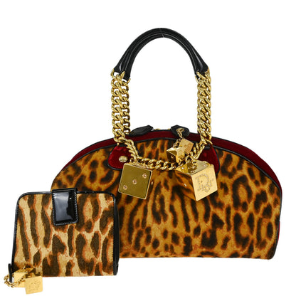 Christian Dior Brown Pony Hair Gambler Dice Handbag