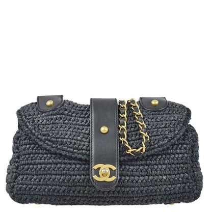 Chanel 2005-2006 Black Straw Chain Shoulder Bag