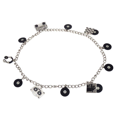 Chanel Record Cassette Tape Chain Belt Silver Rhinestone 04P