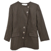 Christian Dior Collarless Single Breasted Jacket Brown #11