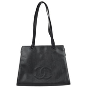 Chanel 1997-1999 Black Caviar Shoulder Tote Bag