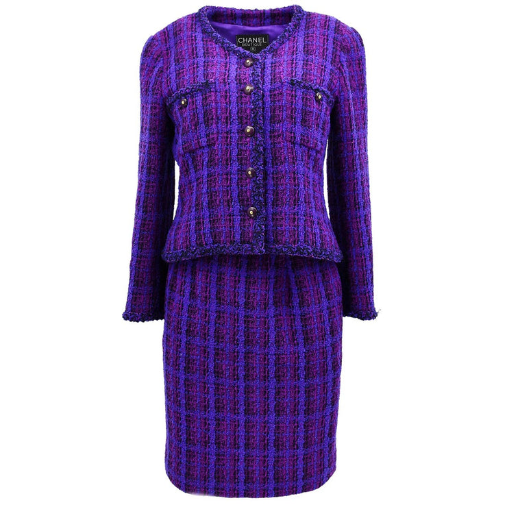 Chanel Setup Suit Jacket Skirt Purple 95A #40