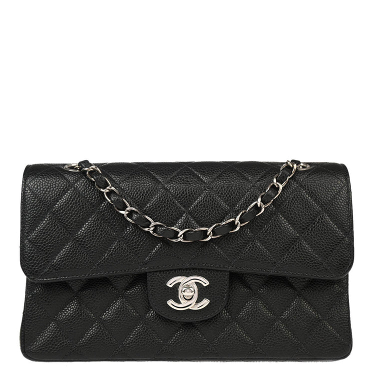 Chanel * 2000-2001 Black Caviar Small Classic Double Flap Shoulder Bag